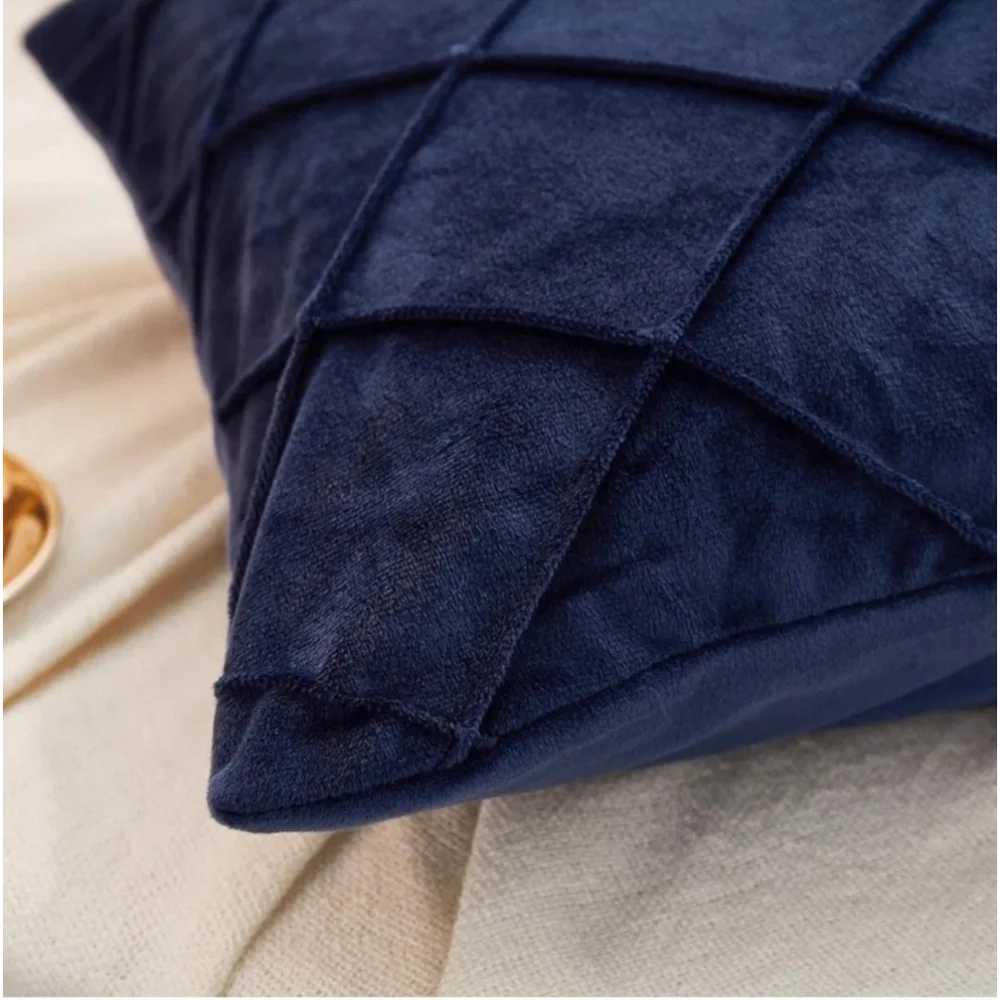 Rectangular Velvet Pillow Cover In Navy Blue set of 4